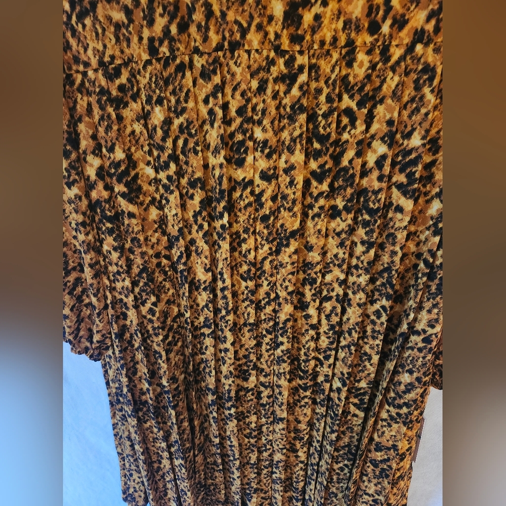 Nanette Lepore Leopard Print Pleated Baby Doll Dress Sz 16 - Picture 3 of 5